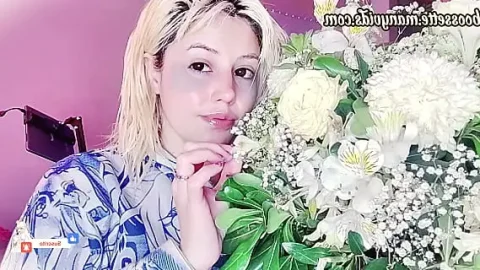 after the shower a mask skincare blonde bangs short hair cute fresh towel flowers 1733502237